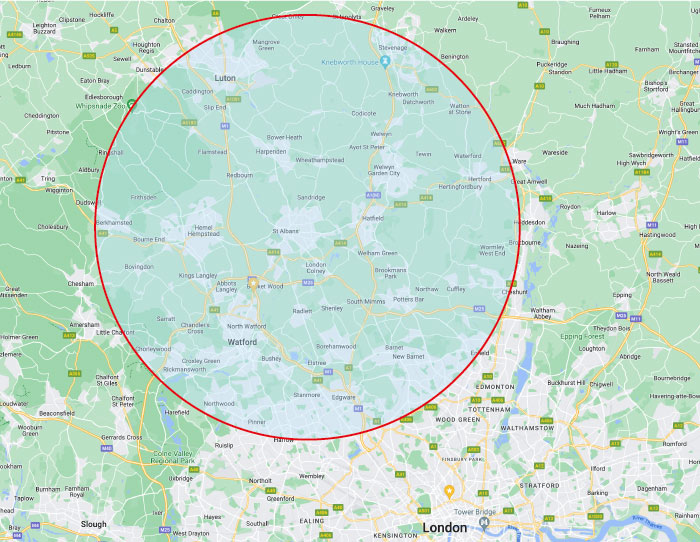 Areas we cover Hertfordshire