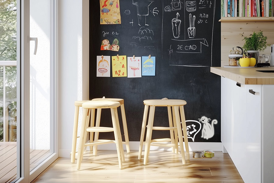 chalk board in the kitchen family friendly space