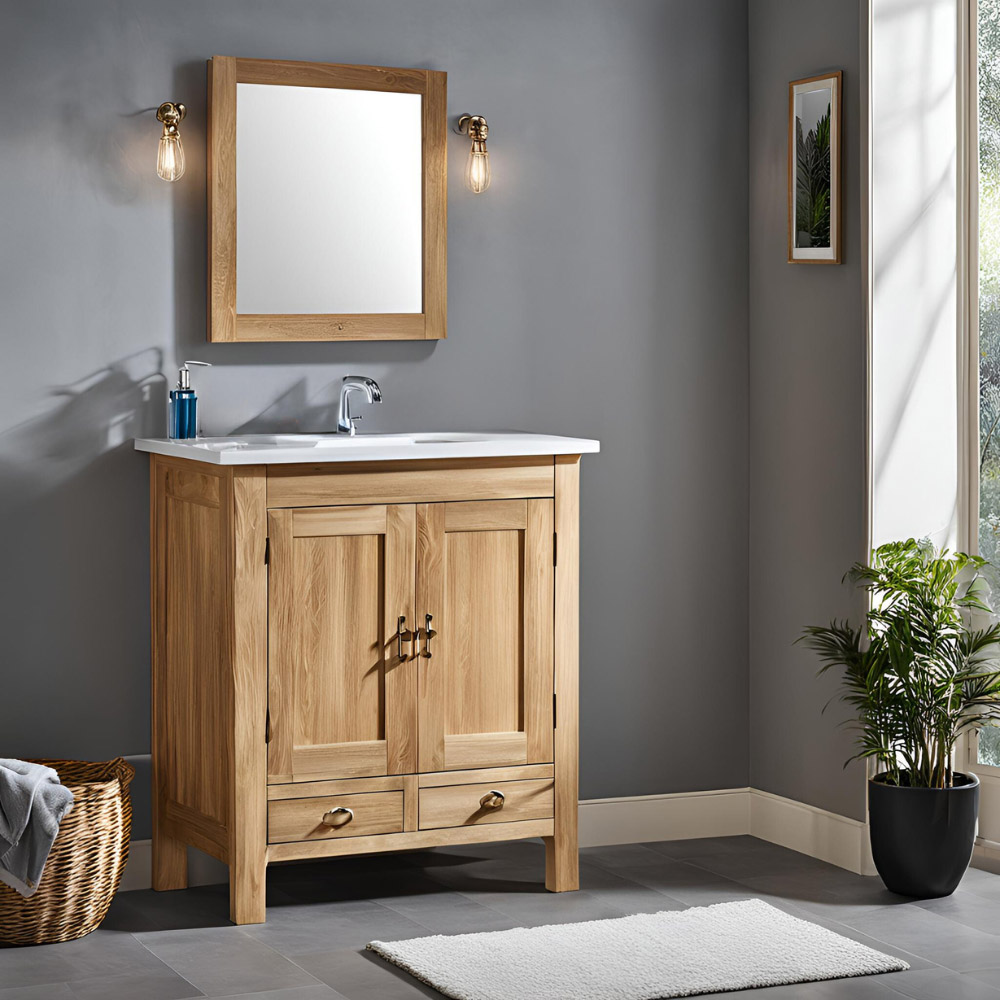 solid wood vanity unit