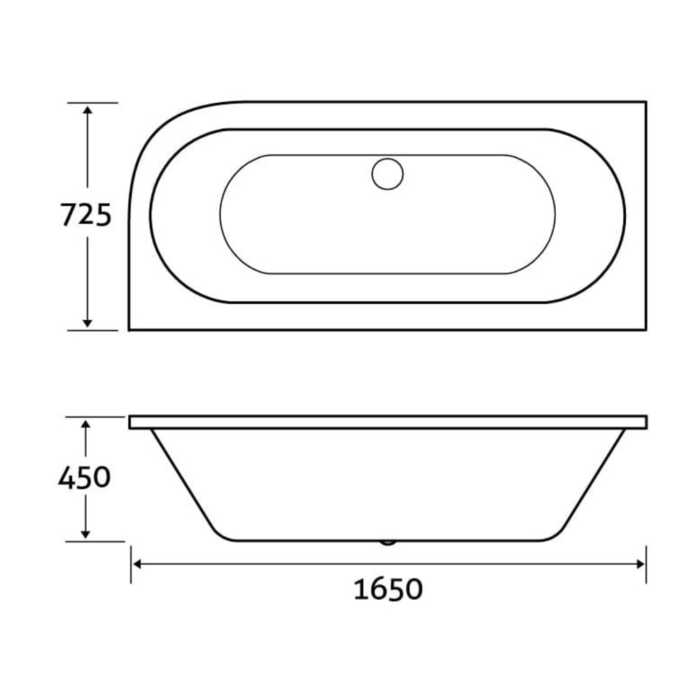 Left Hand Double Ended Super Strong Bath inc Bath Panel 1650x725mm