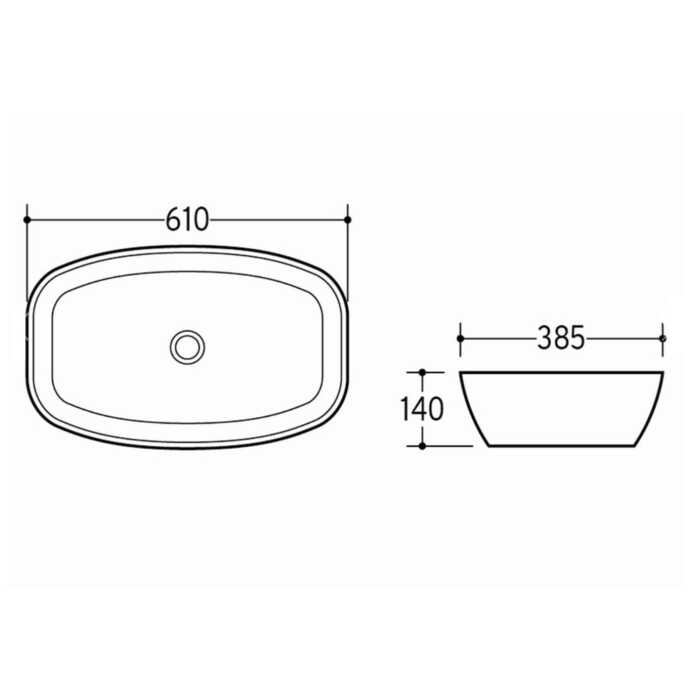 White Curved Countertop Basin - Image 3
