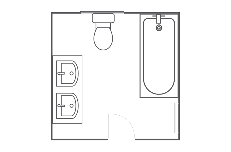 Square bathroom layout design